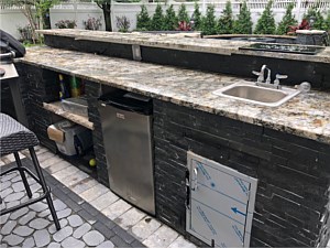 cultured real stone outdoor kitchen sink bbq refrigerator storage shelf
